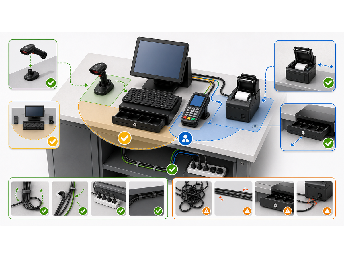 3D service map for Barcode Scanner and Receipt Printer Issues: Common Causes and Onsite Checks
