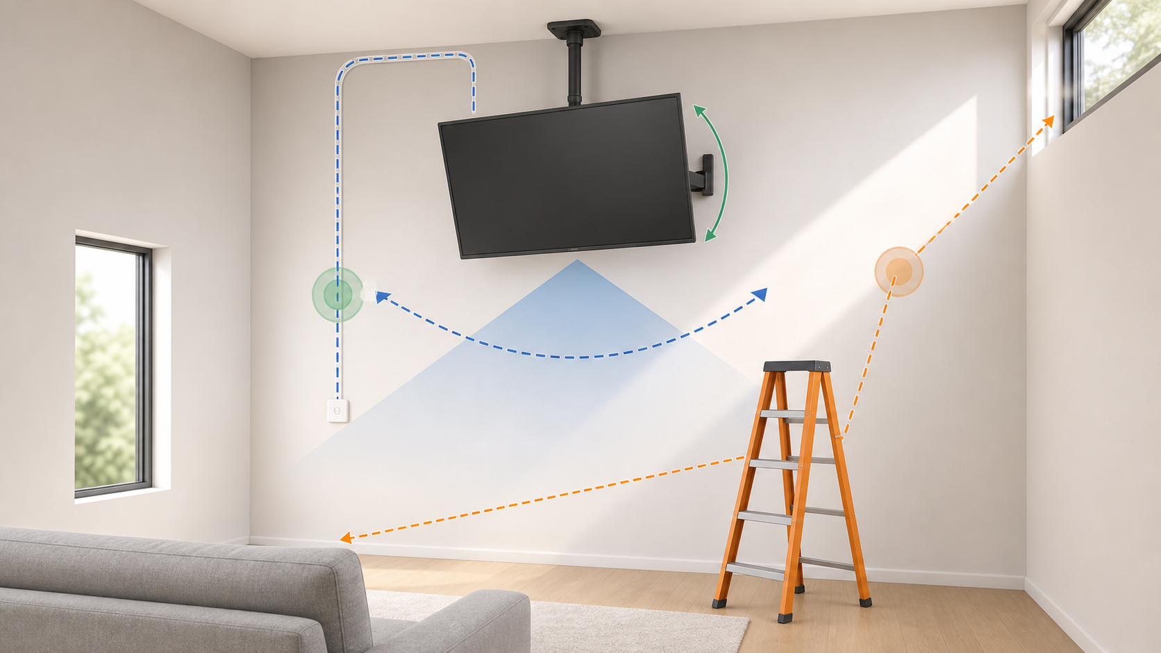 Ceiling and High-Wall TV Mounts: When Height Changes the Whole Installation Plan