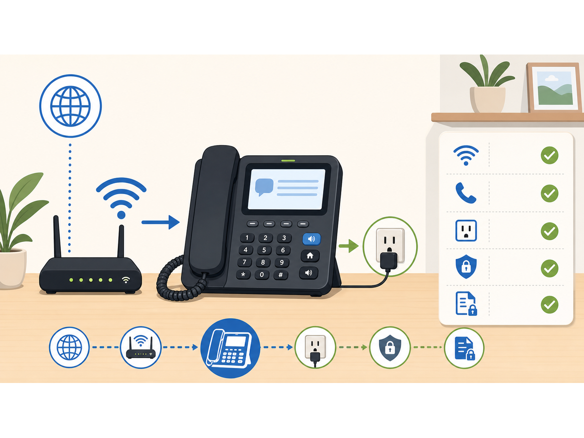 3D ClearCaption and IP phone checklist diagram