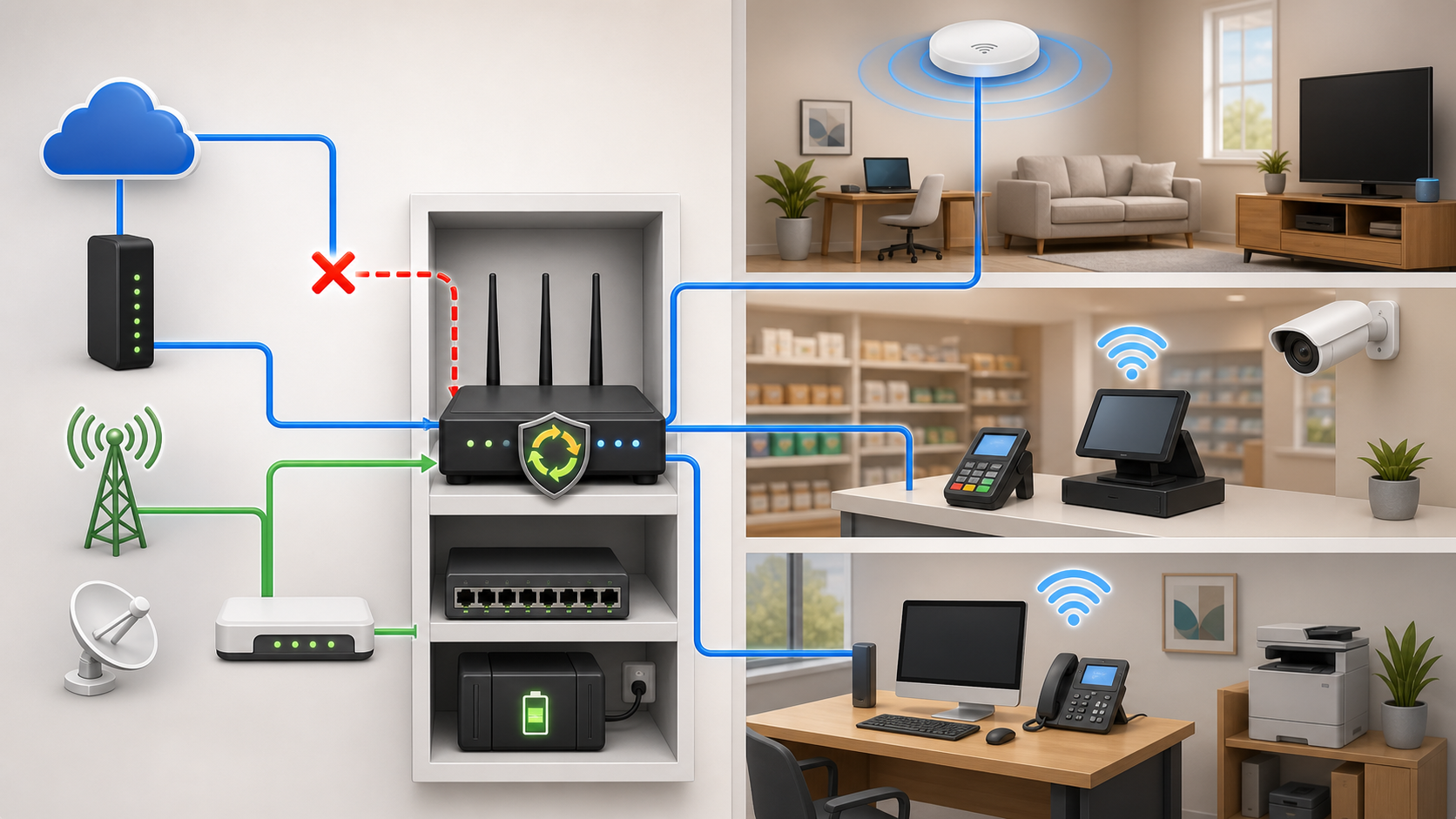 Dual Router and Failover Internet for Homes, Stores and Small Offices