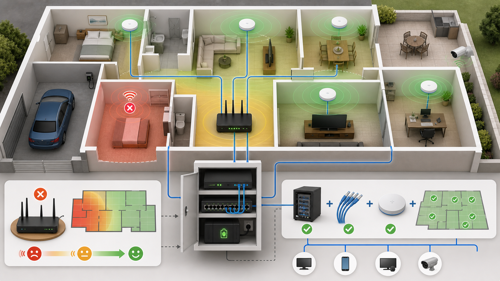 When One Router Is Not Enough: Coverage Maps, Wired Backhaul and Equipment Cabinets