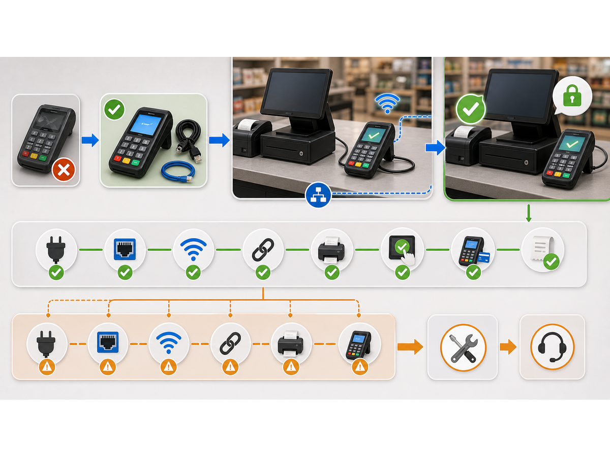 3D service map for Retail POS Hardware Troubleshooting: Scanners, Receipt Printers, Lane Devices and Terminals