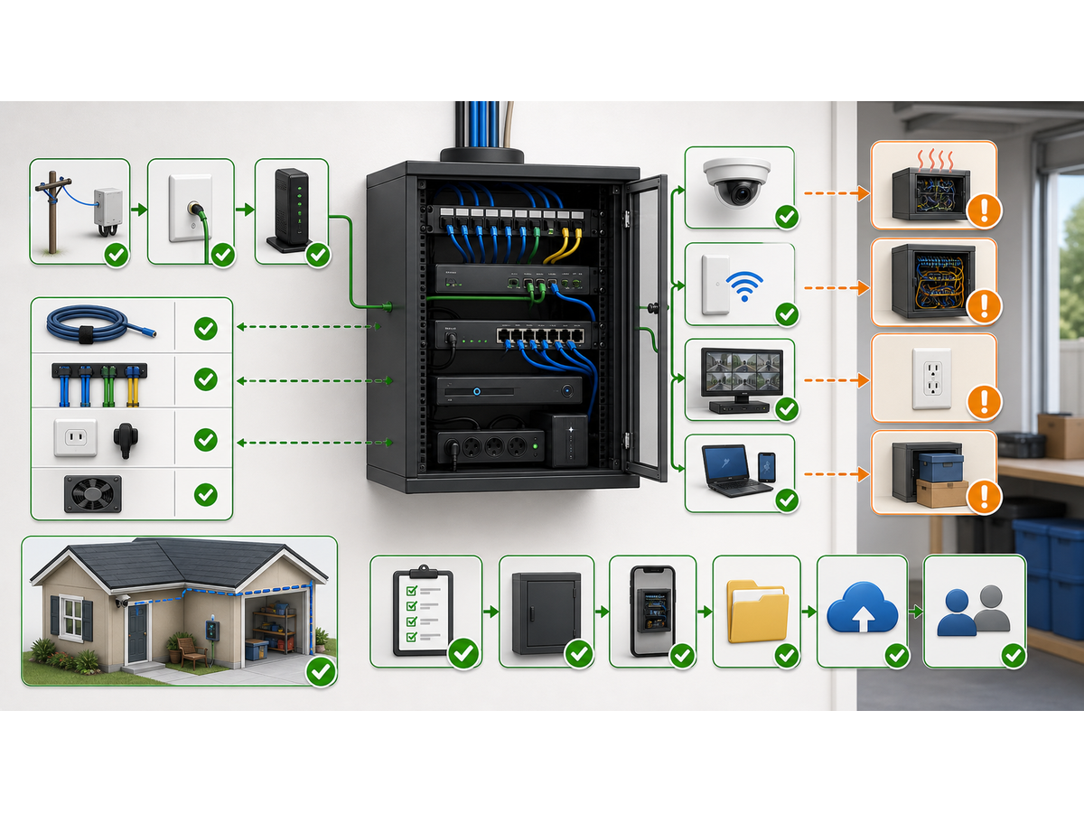 3D service map for Network Closet Cleanup: Racks, Switches, Patch Cables, Labels and Serviceability