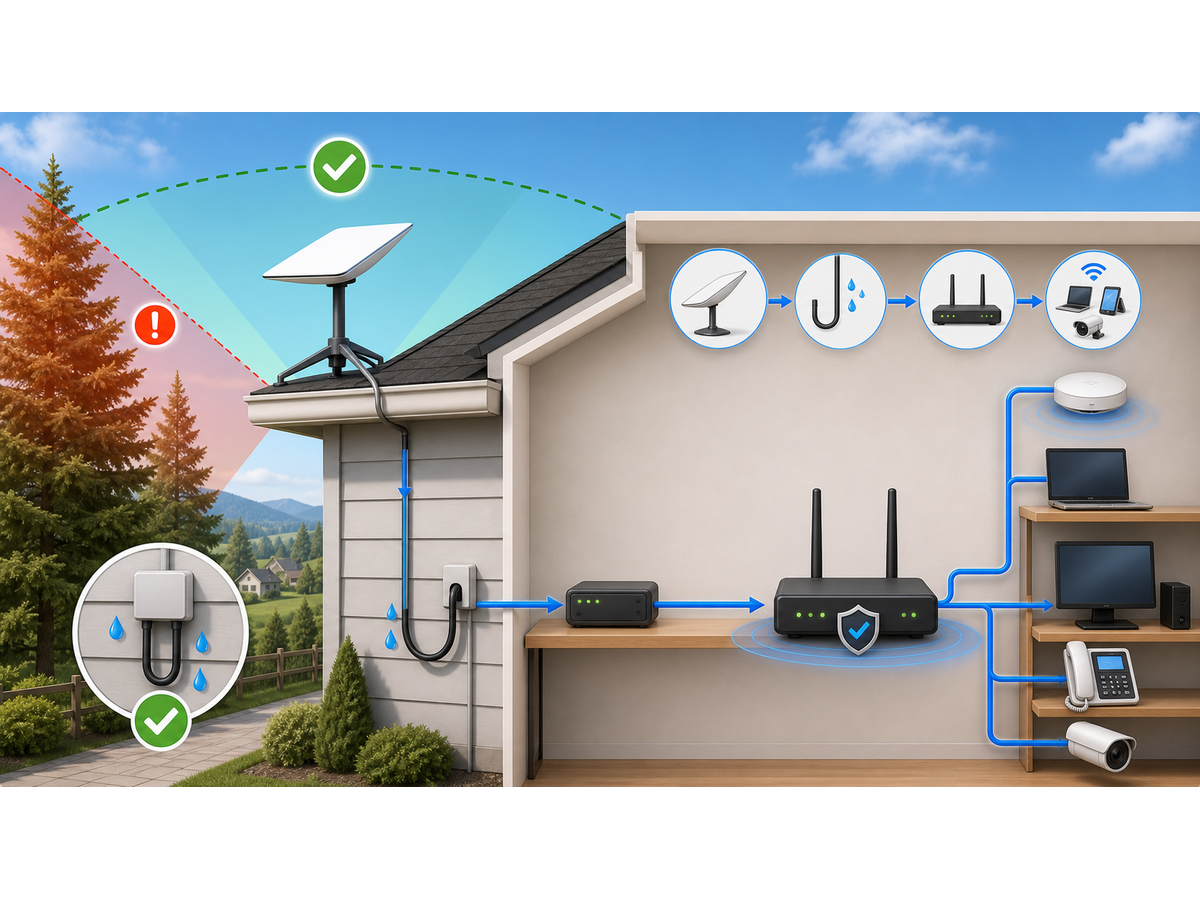 3D service map for Starlink for a Large Property: Satellite Internet, Wi-Fi Coverage and Backup WAN Planning