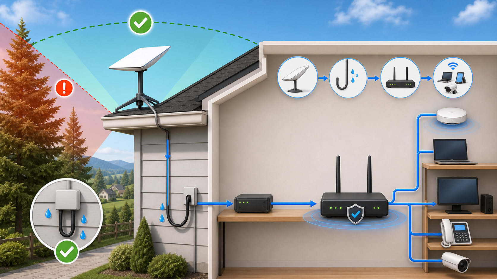 Starlink Antenna Setup Basics: Obstruction, Cable Route and Router Handoff
