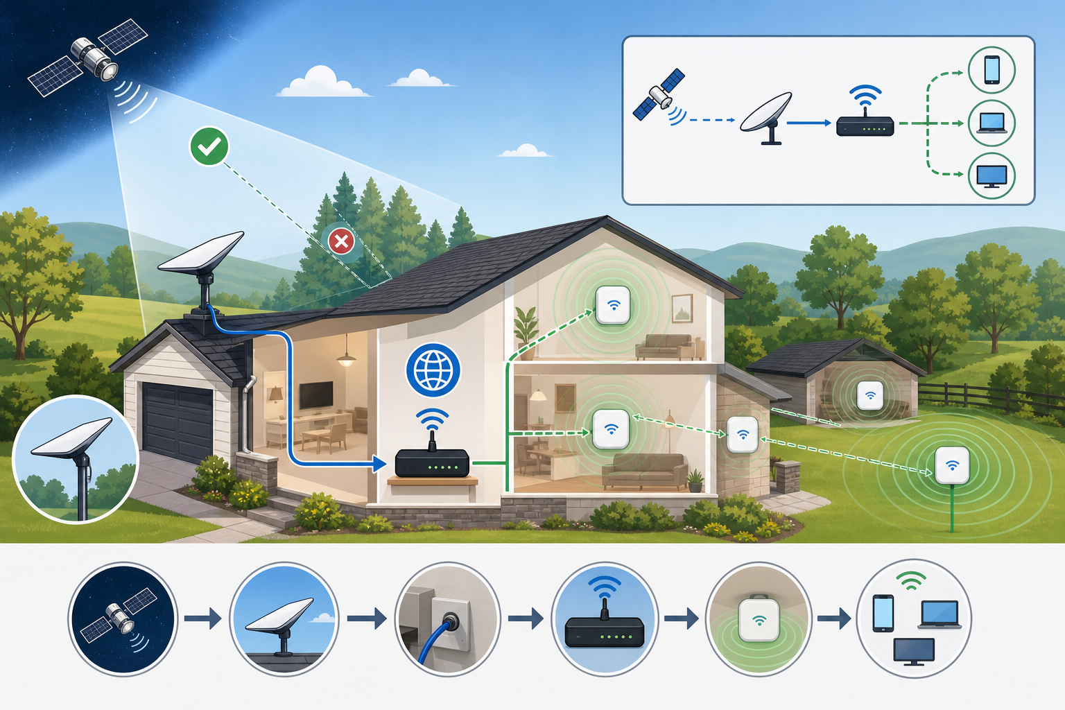 Starlink for a Large Property: Satellite Internet, Wi-Fi Coverage and Backup WAN Planning