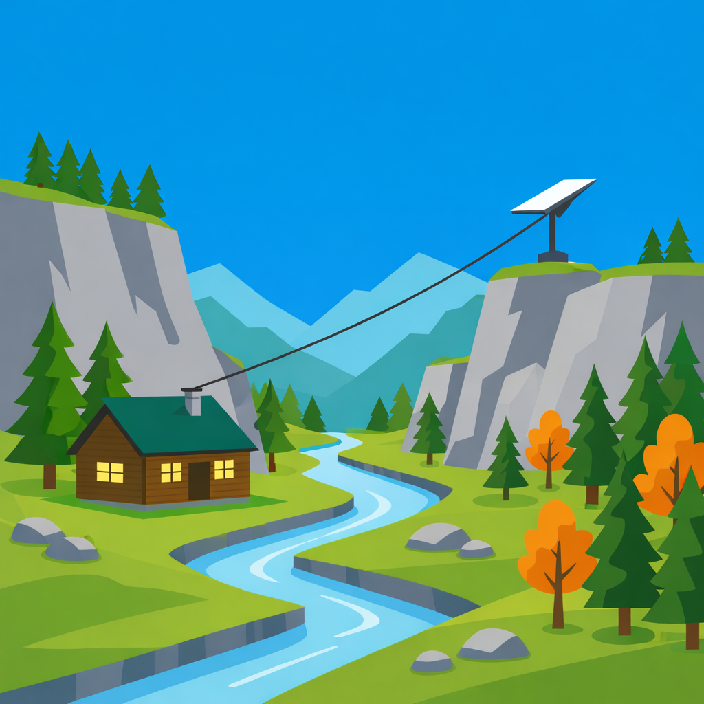 Starlink dish placement near a house with trees and clear signal path