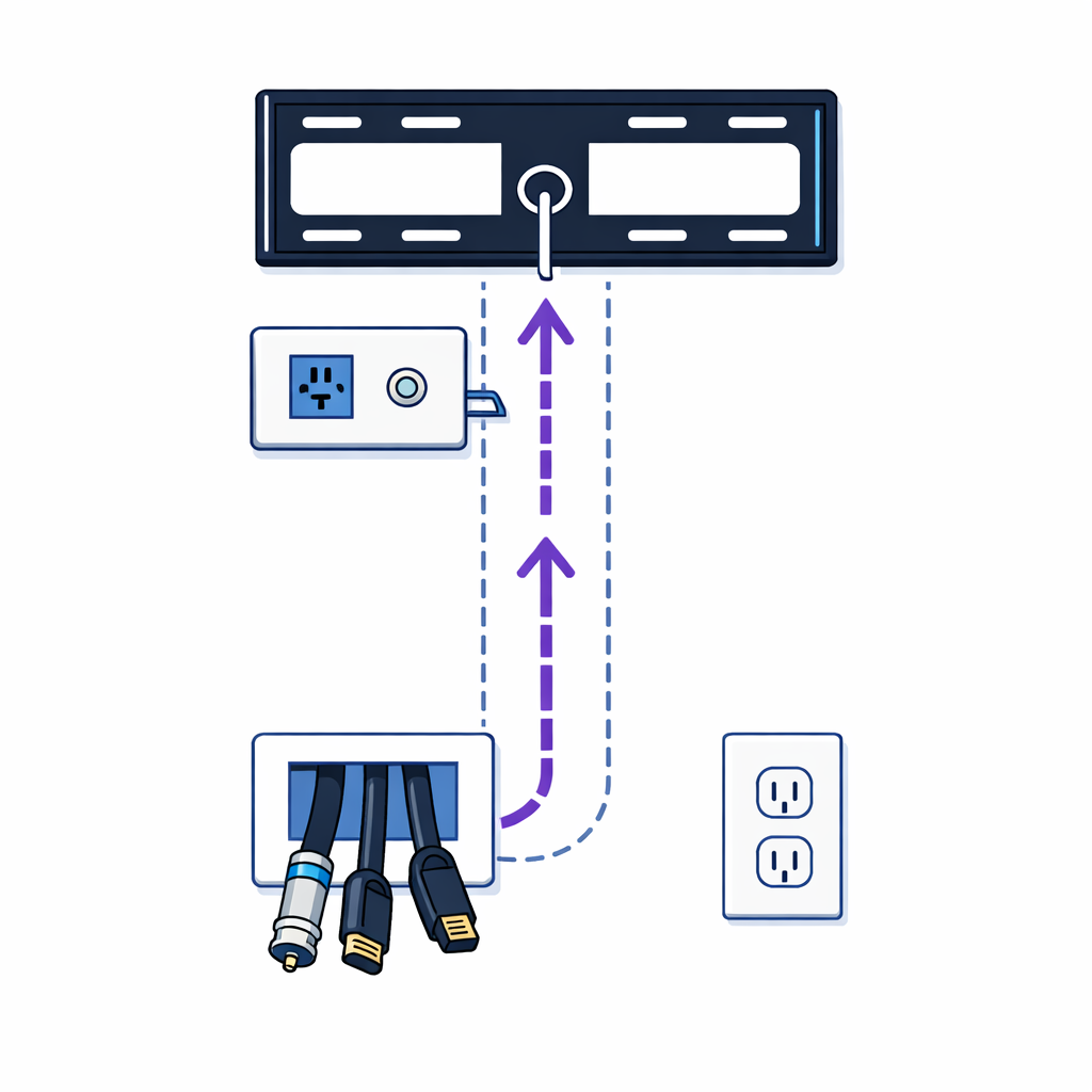 External raceway surface channel diagram for TV cable management