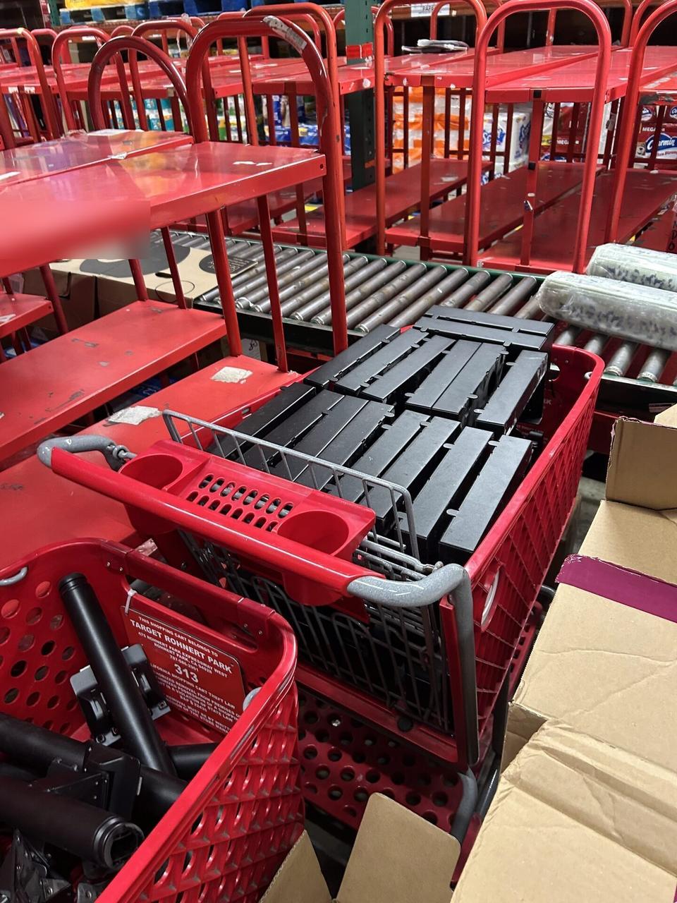 Retail fixture or hardware cart assembly during an Alrty onsite service visit