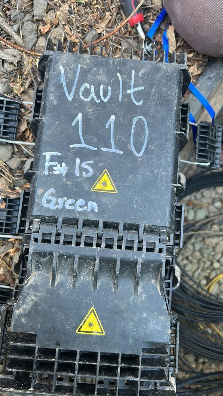 Fiber service route and termination work before final signal testing documented for a smart technology service call