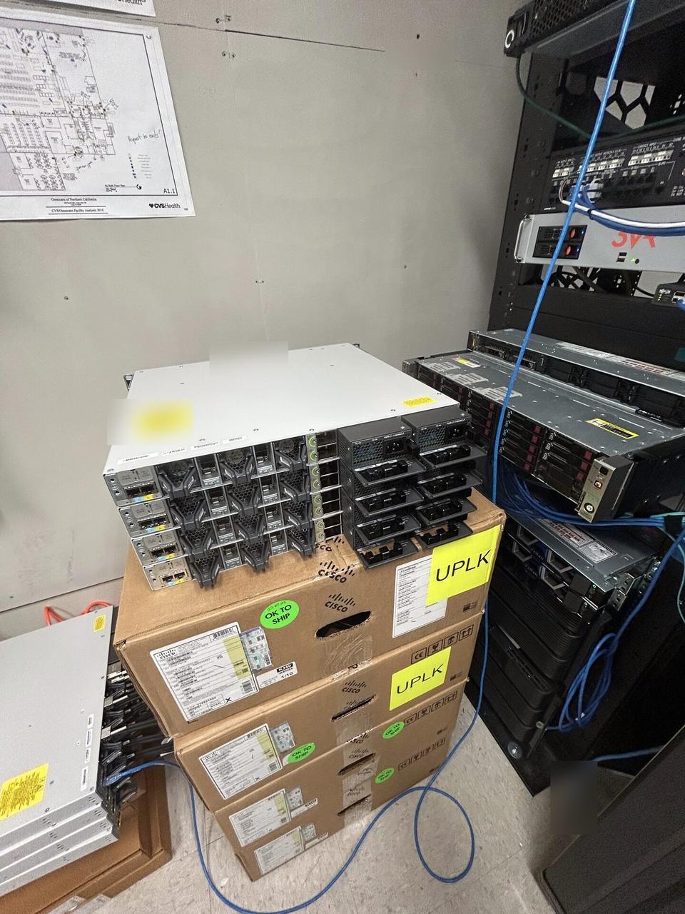 Smart technology service detail: structured cabling inside a network rack during switch or patch-panel service