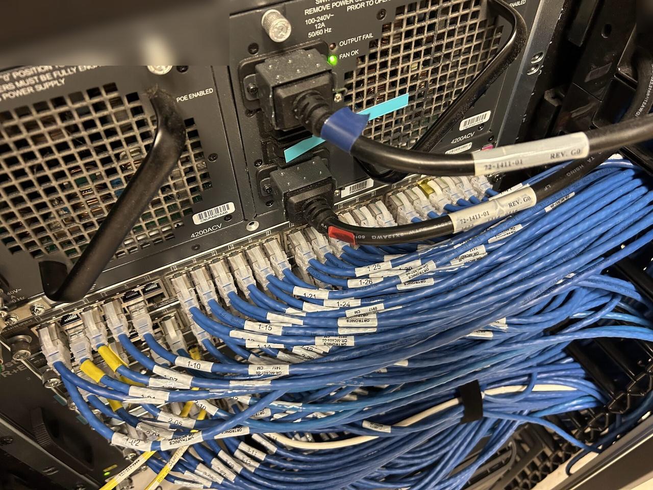 Network equipment service with router, switch, access point, cabling or connectivity hardware prepared for onsite diagnostics