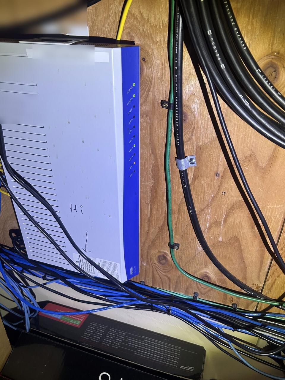 Alrty portfolio view of network rack and patch panel cabling during switch or patch-panel service