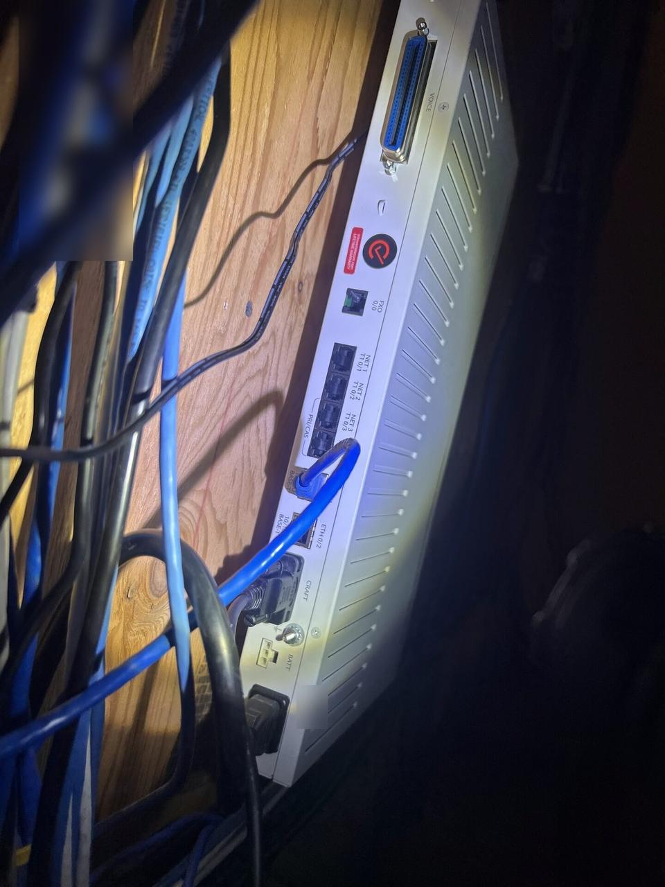 Equipment cabinet cabling and switch handoff with rack cabling organized documented for a smart technology service call