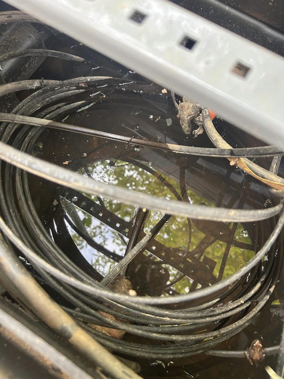 Onsite service photo showing context-corrected fiber optic service field-service photo for low-voltage network support