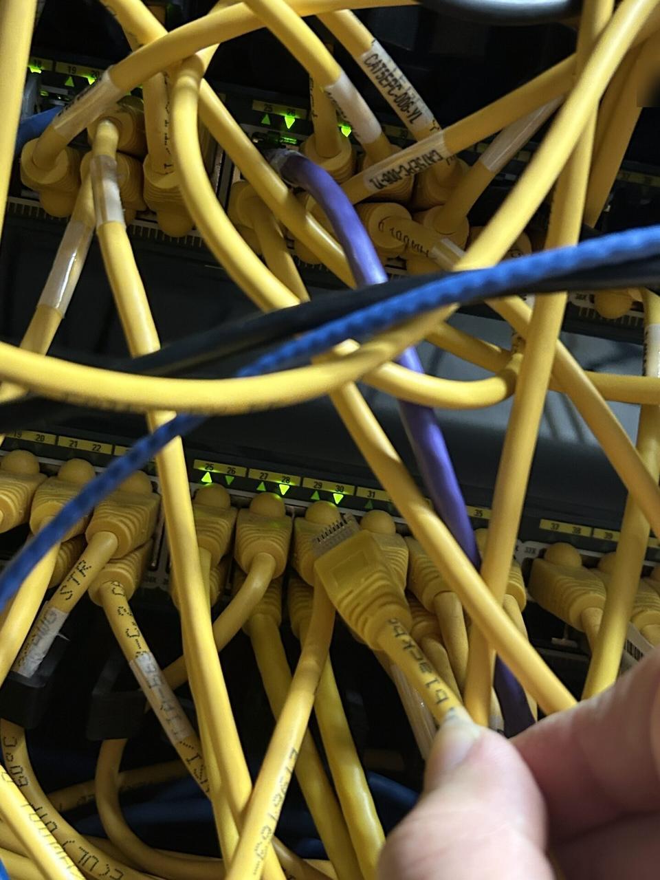 Alrty field photo with low-voltage hardware and device cabling with private labels omitted