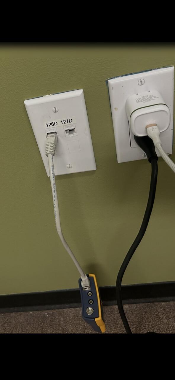 Low-voltage hardware and device cabling at the device handoff point during an Alrty onsite service visit