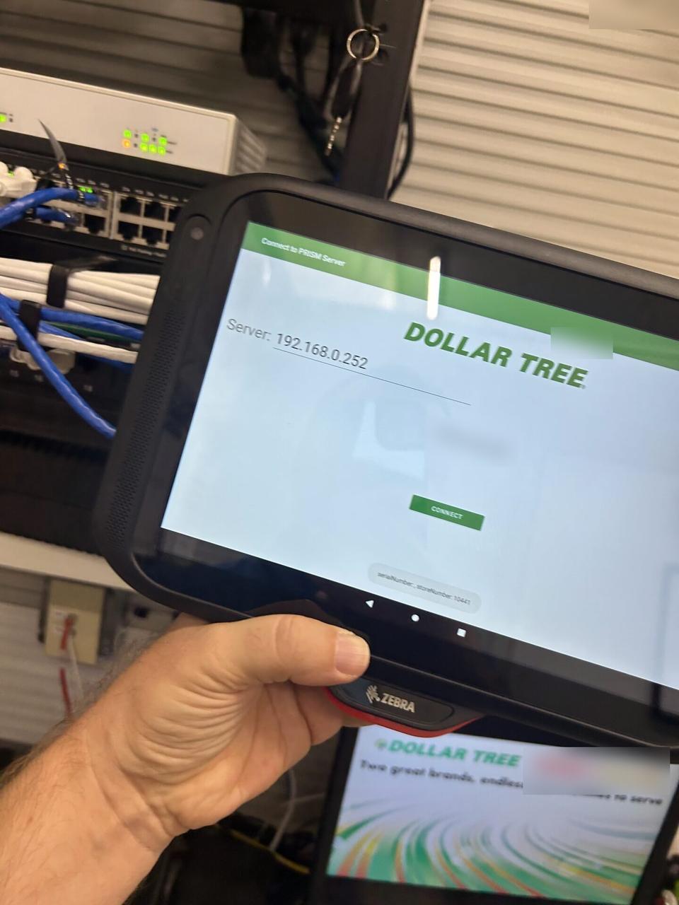 Retail price checker and POS lookup station during an Alrty onsite service visit