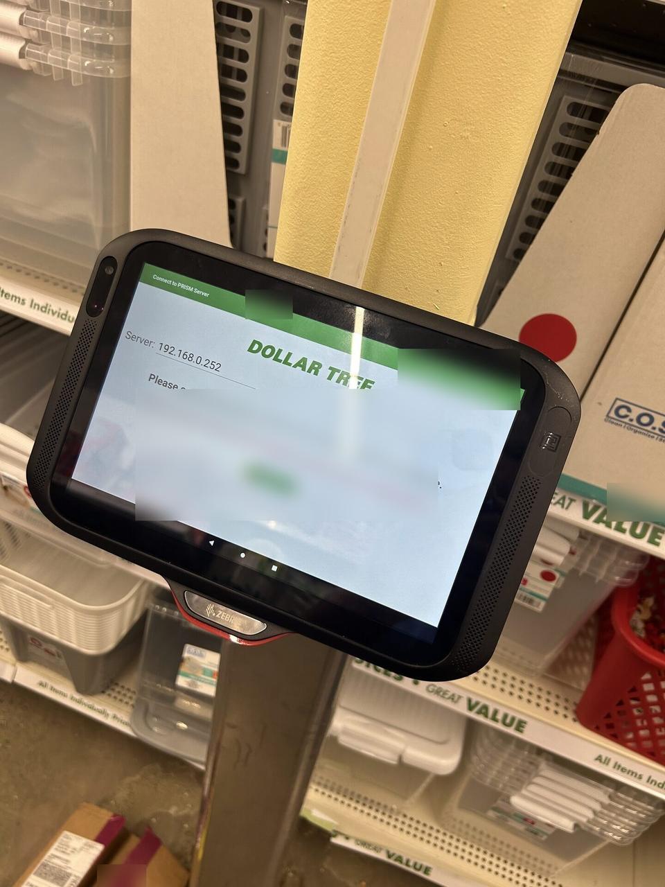 Retail price checker and POS lookup station documented for a smart technology service call