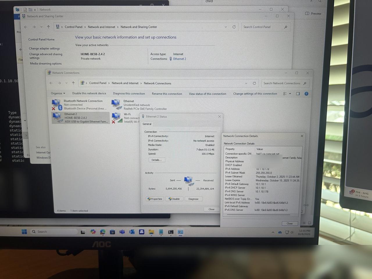 Alrty field photo with printer or peripheral setup during onsite service with connection context visible