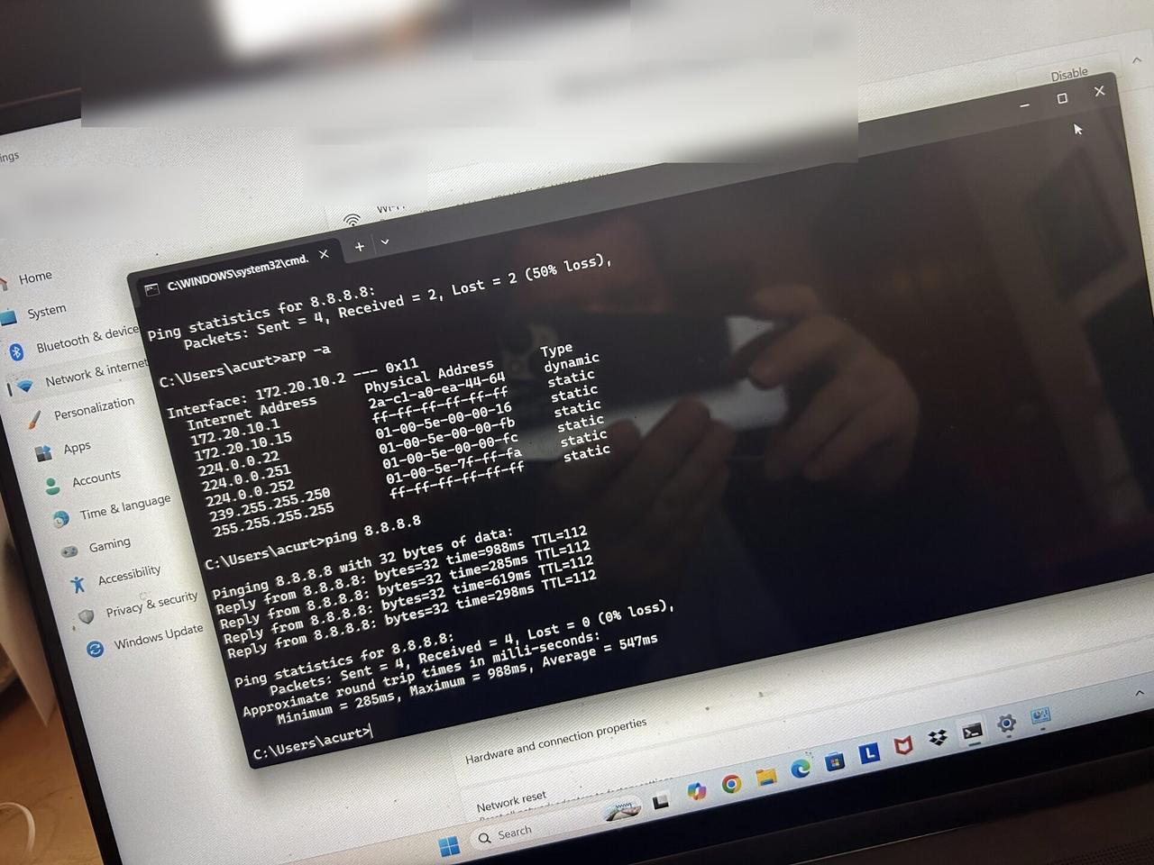 Onsite service photo showing POS terminal screen during retail setup validation with public-safe screen context