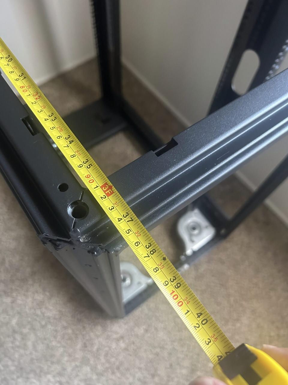 Onsite service photo showing HP 22U server rack for a home AI setup