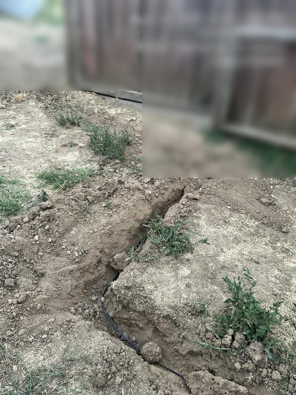 Public-safe portfolio image of fiber cable trench and underground service route