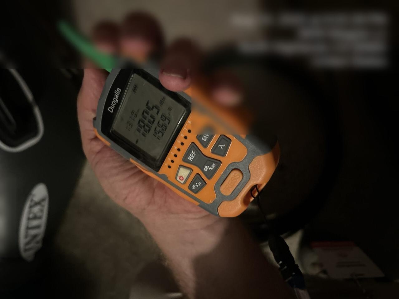 Public-safe portfolio image of fiber optic dB measurement and signal check