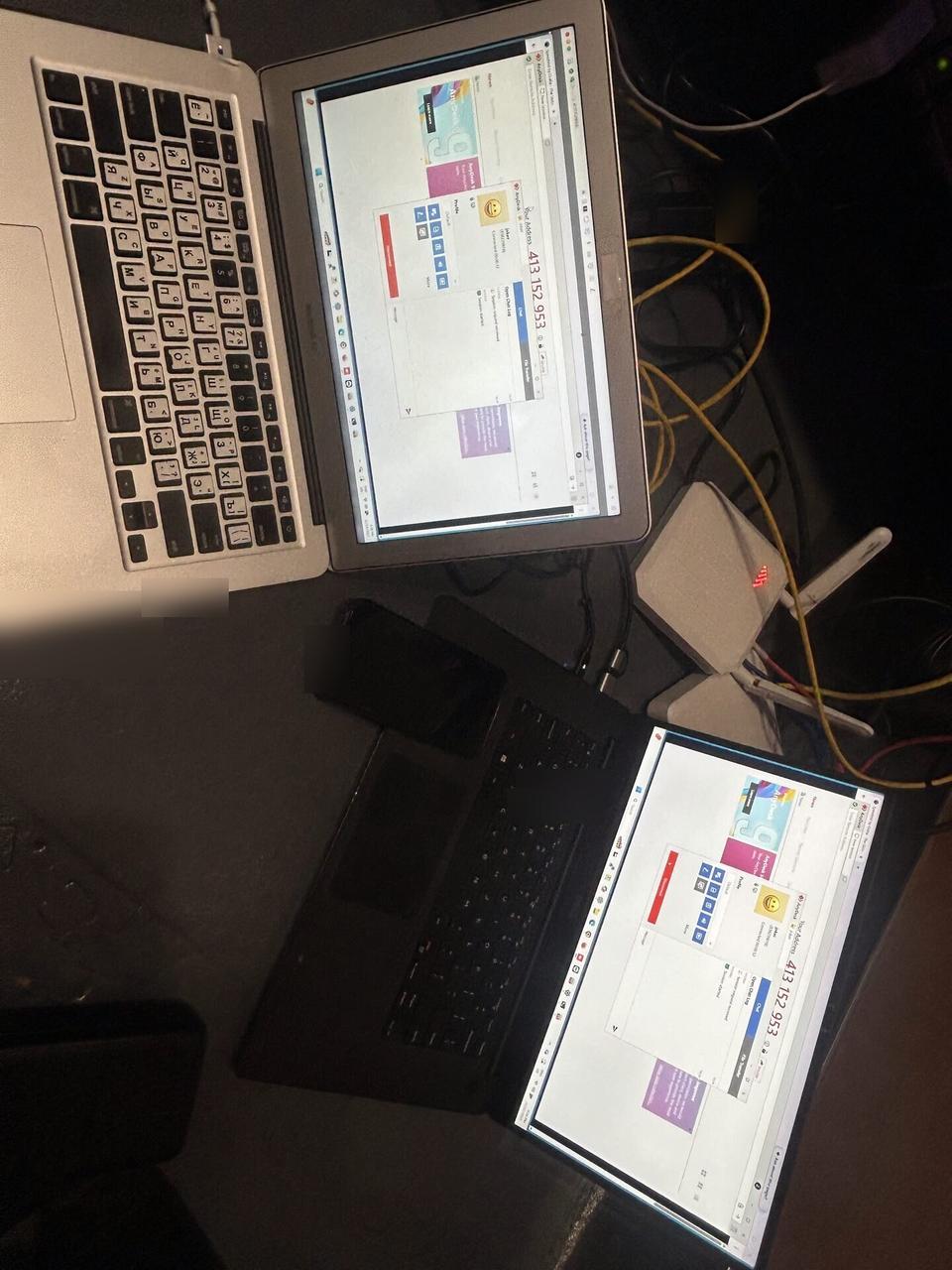 Router and access point handoff equipment with cable routing visible documented for a smart technology service call