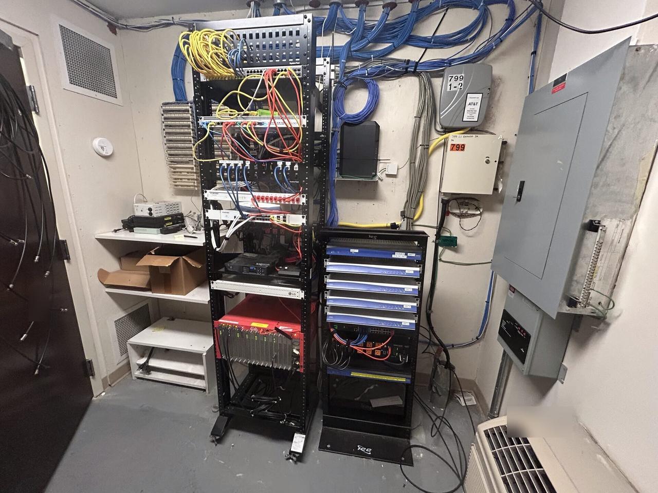 Alrty portfolio view of server-room cabinet and structured network equipment inside the equipment cabinet