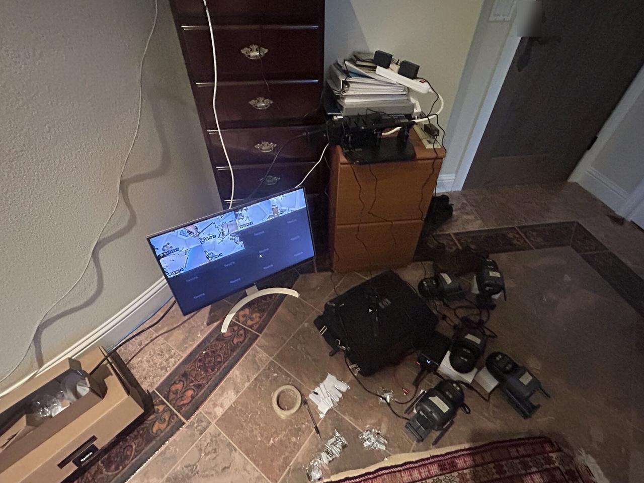 Alrty field photo with smart security device wiring during onsite work during CCTV equipment service