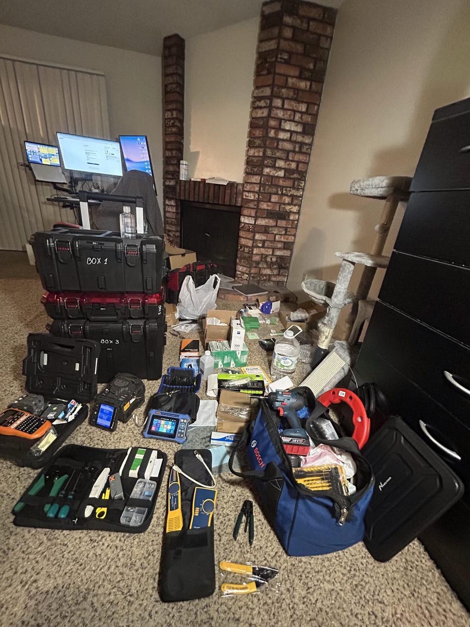 Network technician tools in the Alrty office documented for a smart technology service call