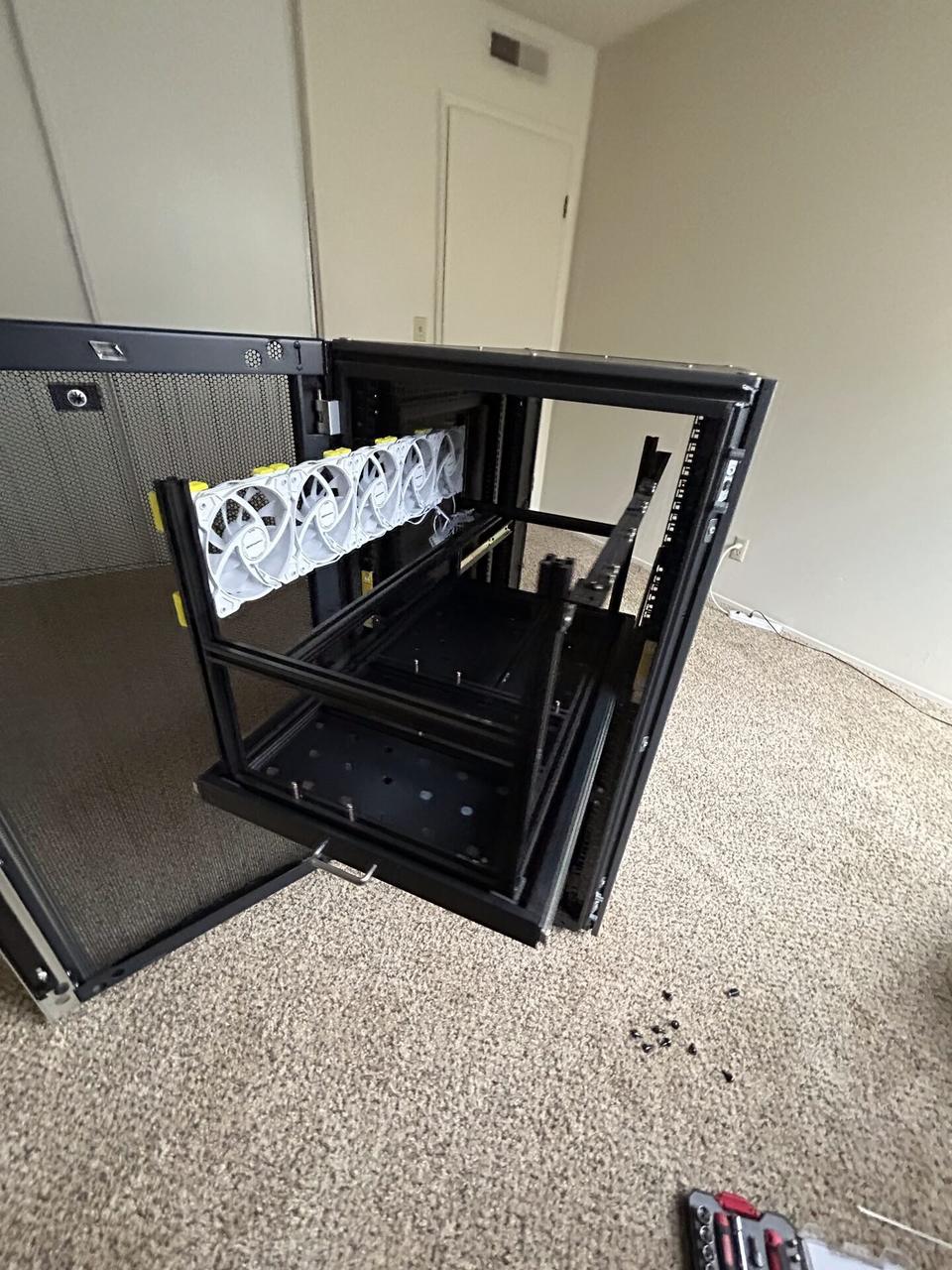 Alrty portfolio view of empty equipment cabinet or small network rack
