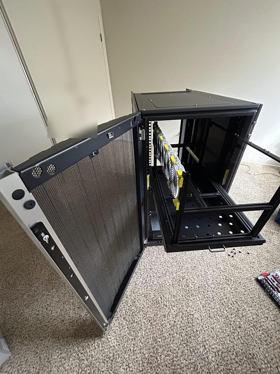 Alrty portfolio view of empty equipment cabinet or small network rack