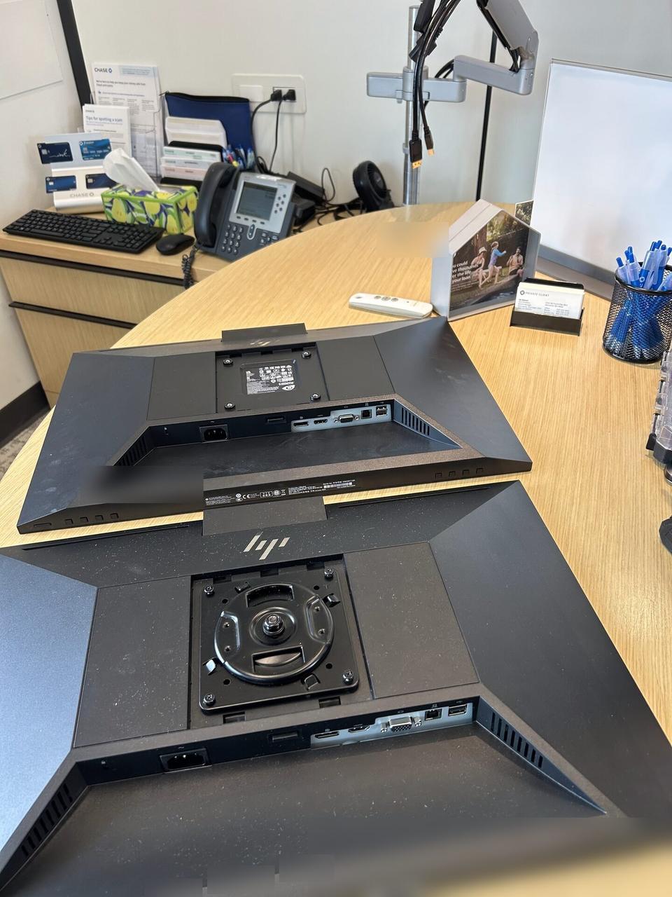 Onsite service photo showing computer station setup with connected peripherals with peripherals in service context