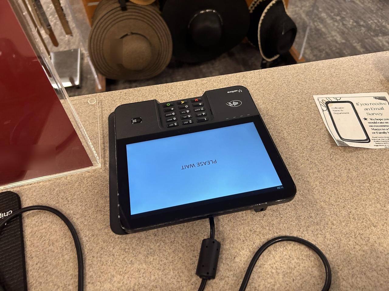 Credit-card payment terminal and POS hardware documented for a smart technology service call