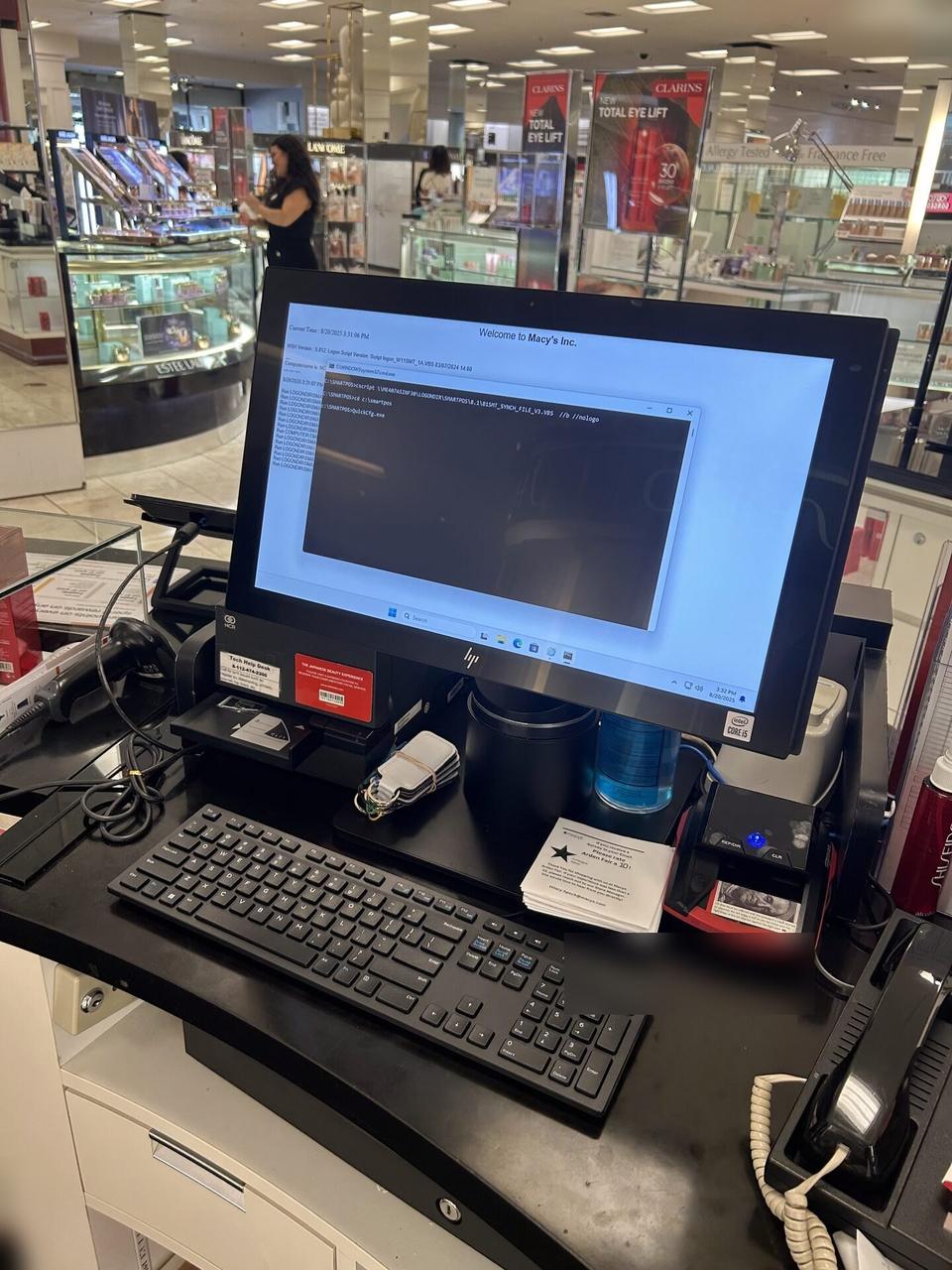 Credit-card payment terminal and POS hardware during an Alrty onsite service visit