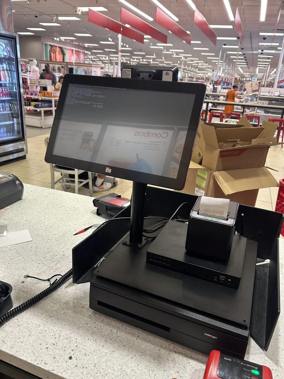 Alrty field photo with checkout station POS hardware during register setup