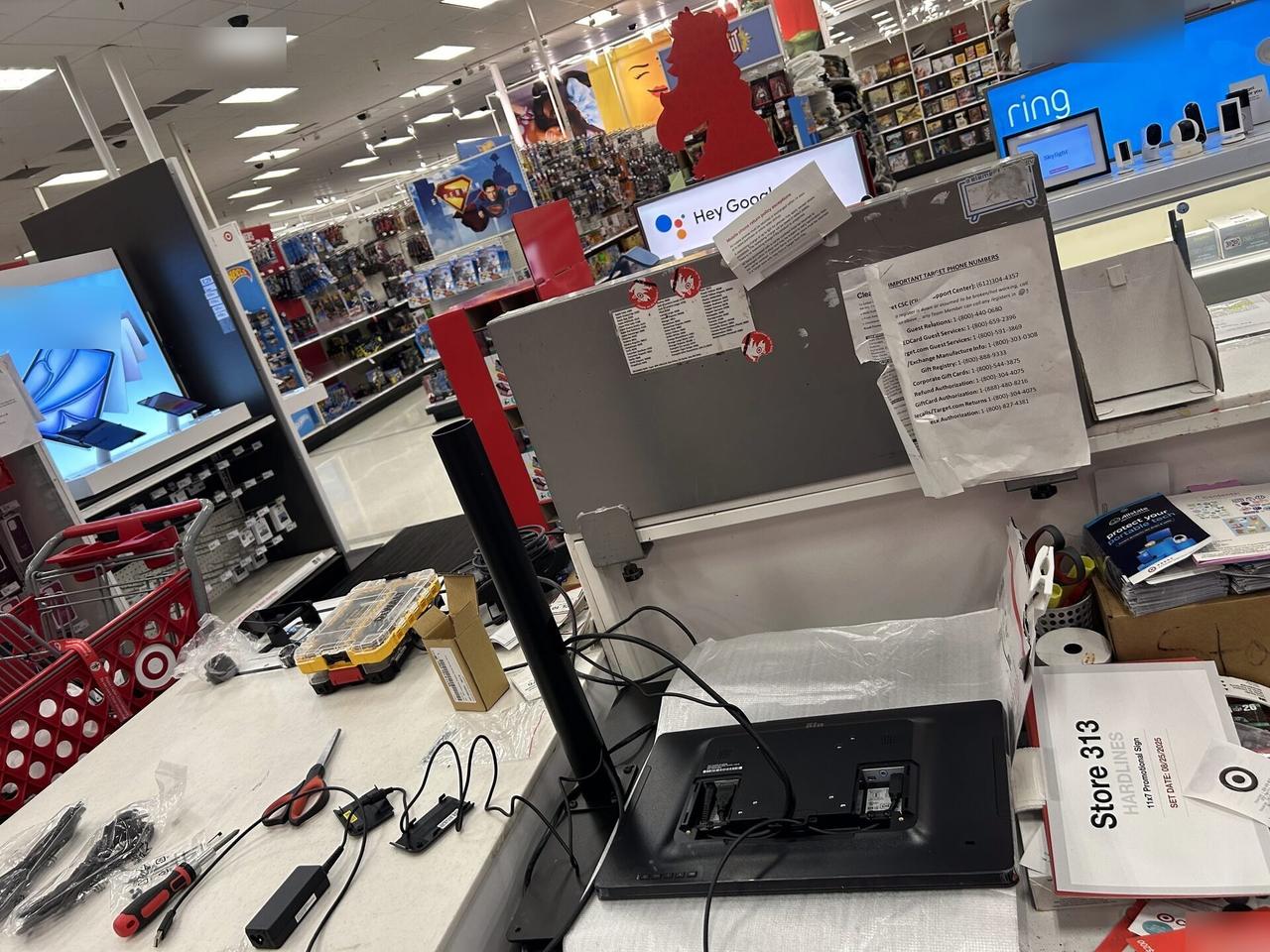 Smart technology service detail: retail checkout work area with POS terminal hardware