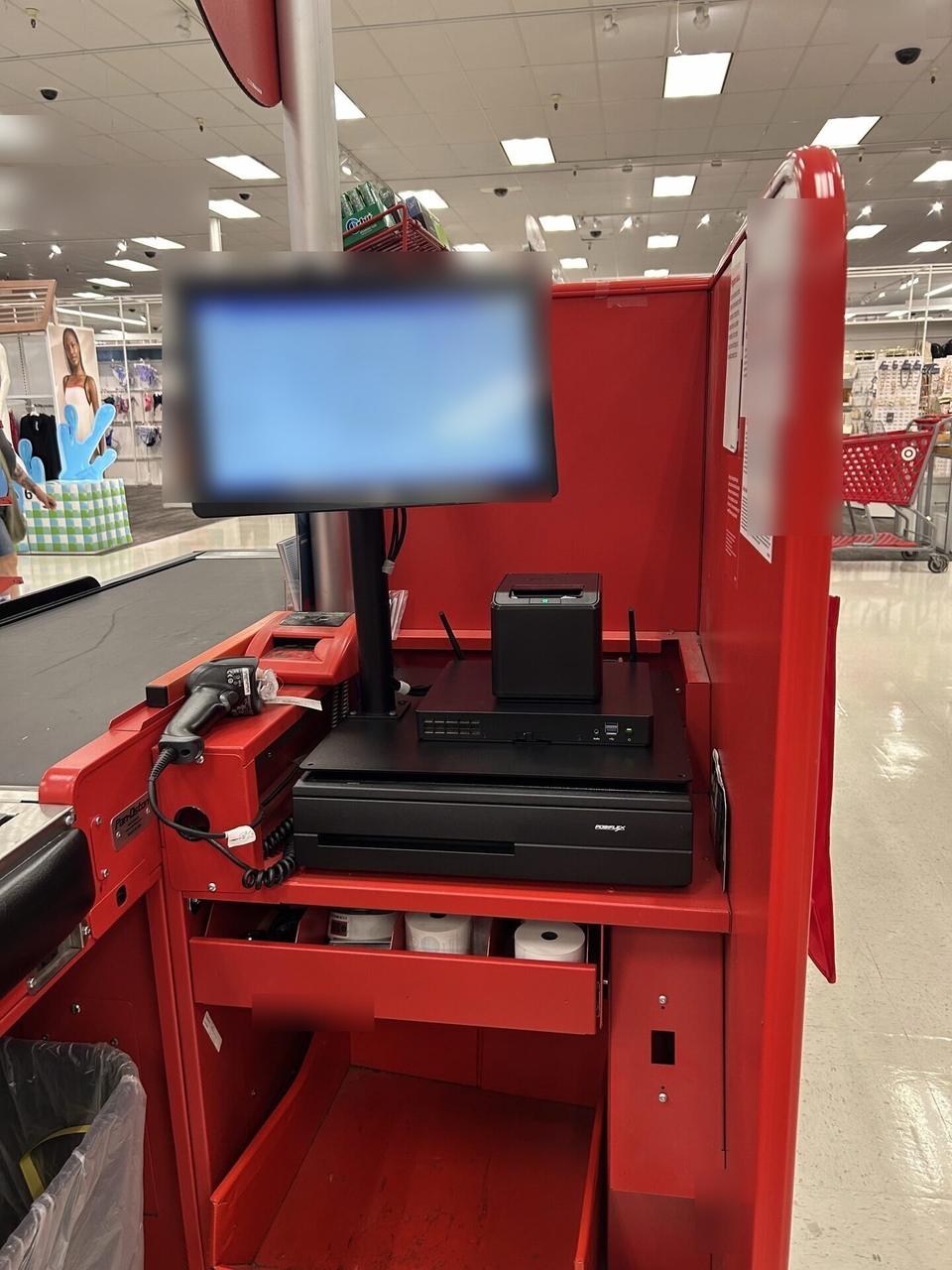 Alrty portfolio view of retail checkout work area with POS terminal hardware