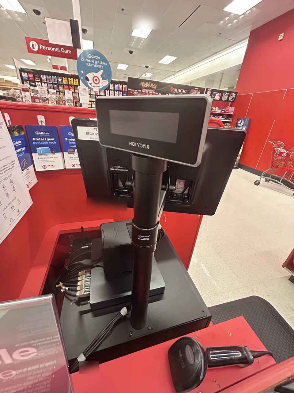 Public-safe portfolio image of retail checkout work area with POS terminal hardware