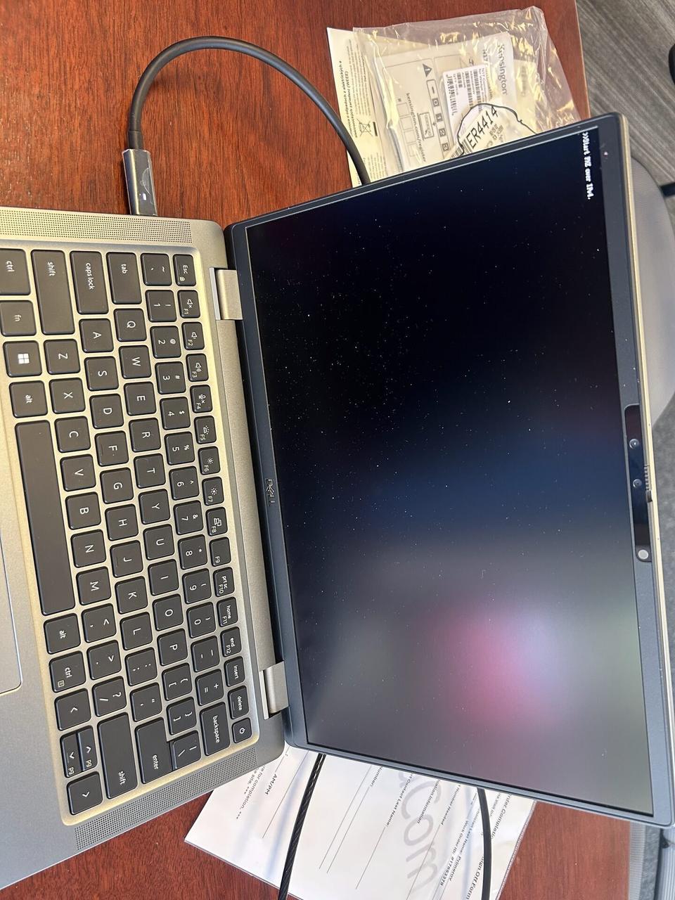 Public-safe portfolio image of workstation screen and connected equipment check with setup context visible