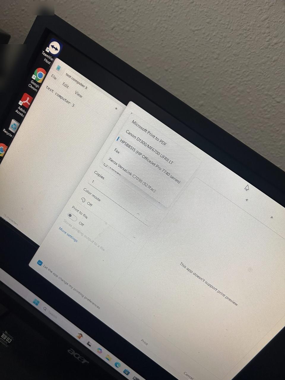 Service documentation showing computer screen check during onsite workstation service before final workstation handoff