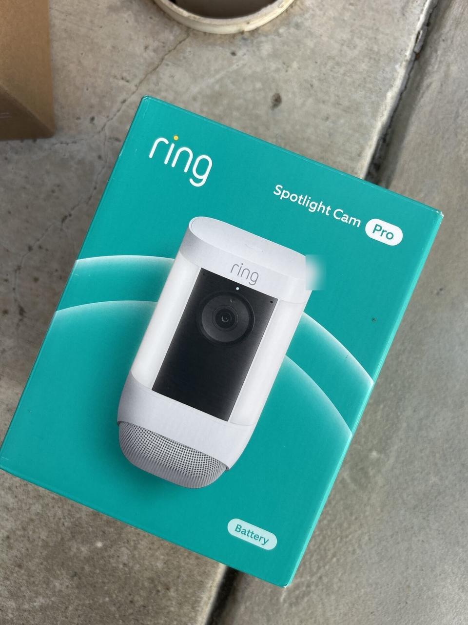 Onsite service photo showing Ring Spotlight Cam Pro security camera equipment for smart home and doorbell camera setup