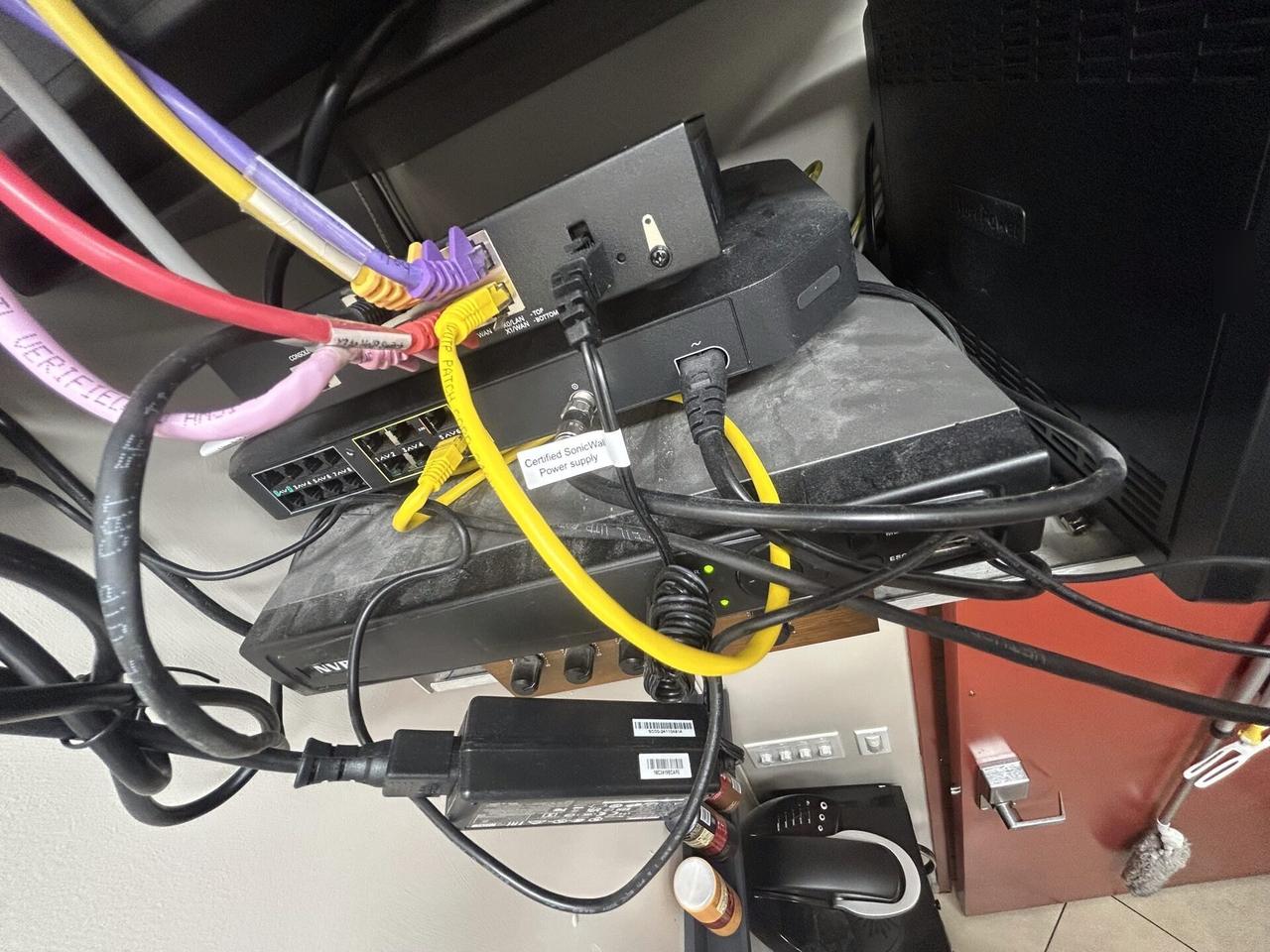 Low-voltage hardware and device cabling during field wiring work during an Alrty onsite service visit