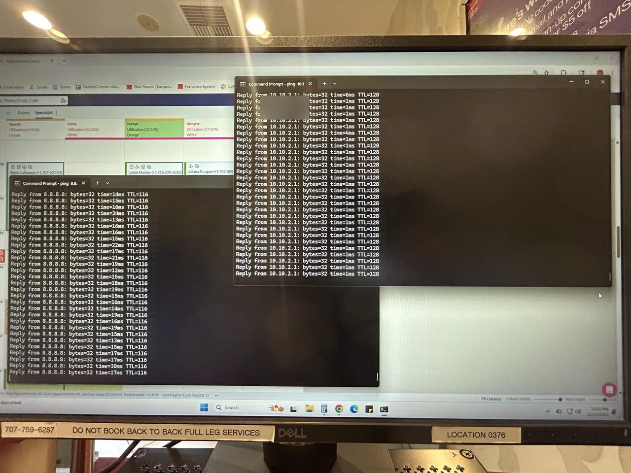Alrty portfolio view of checkout device screen during onsite support with public-safe screen context