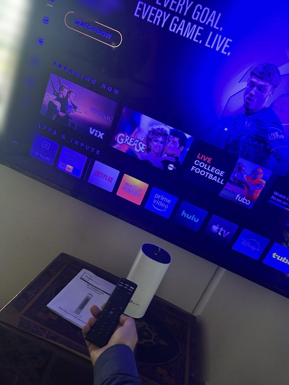 Alrty portfolio view of wall-mounted TV setup and cable routing with cable routing visible