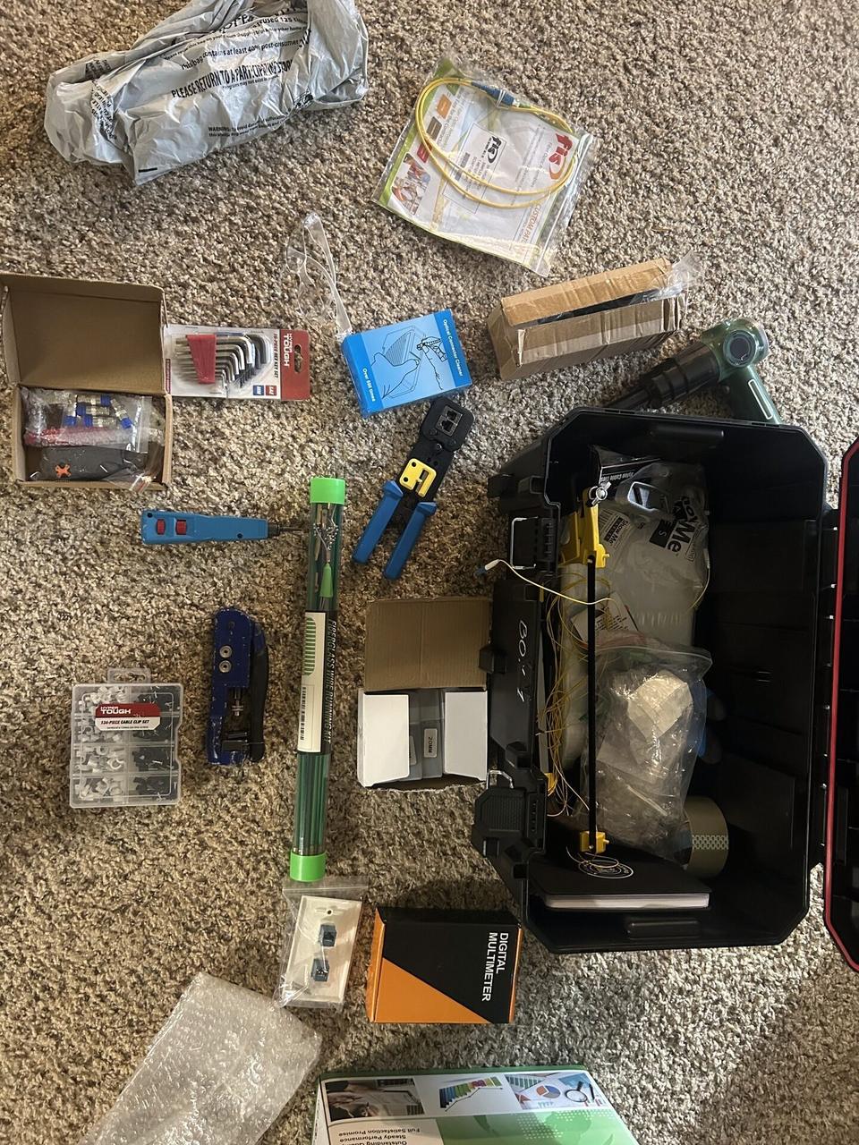 Network technician tools in the Alrty office documented for a smart technology service call