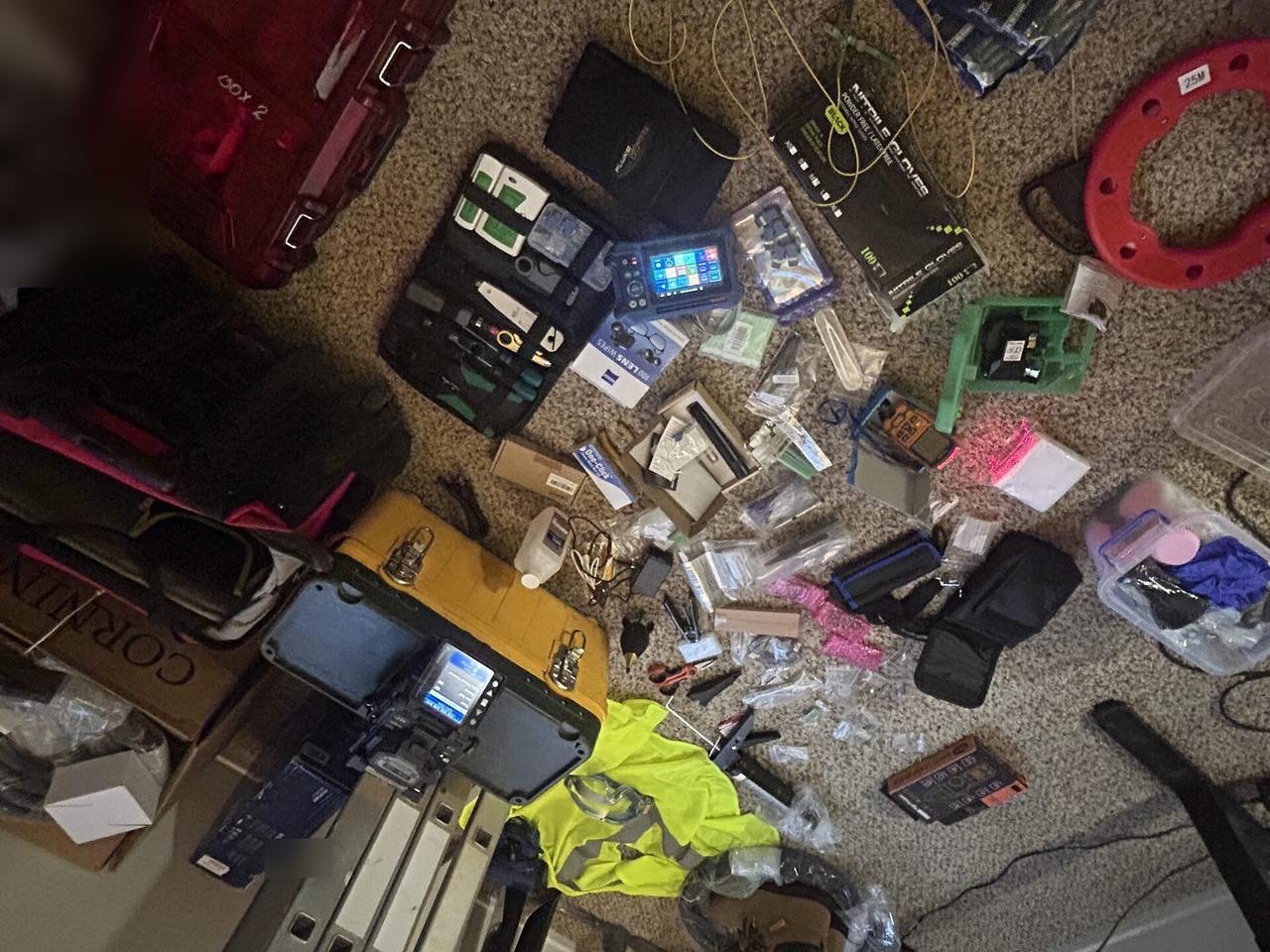 Onsite service photo showing network technician tools in the Alrty office