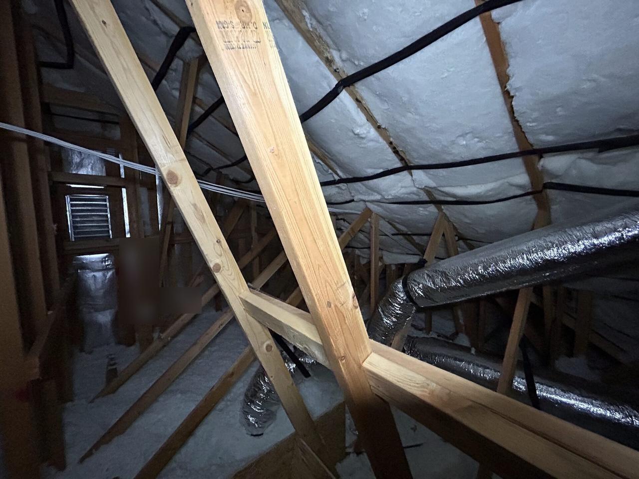 Service documentation showing attic security, network and low-voltage work